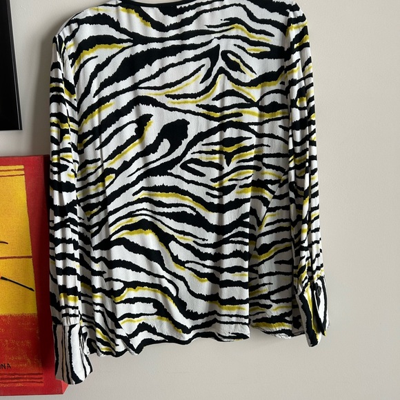 Alythea Zebra Print Blouse - Black, White, Yellow - Picture 2 of 7
